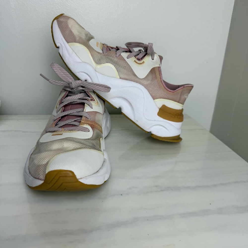 Sorel Kinetic RNEGD Lace Sneaker in Pink Tan White Womens Size 9